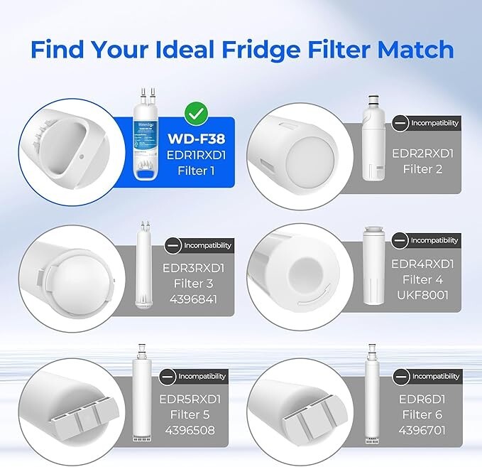 Waterdrop Refrigerator Filter, Replacement for Kenmore®46-9081, 46-9930, 4 Pack