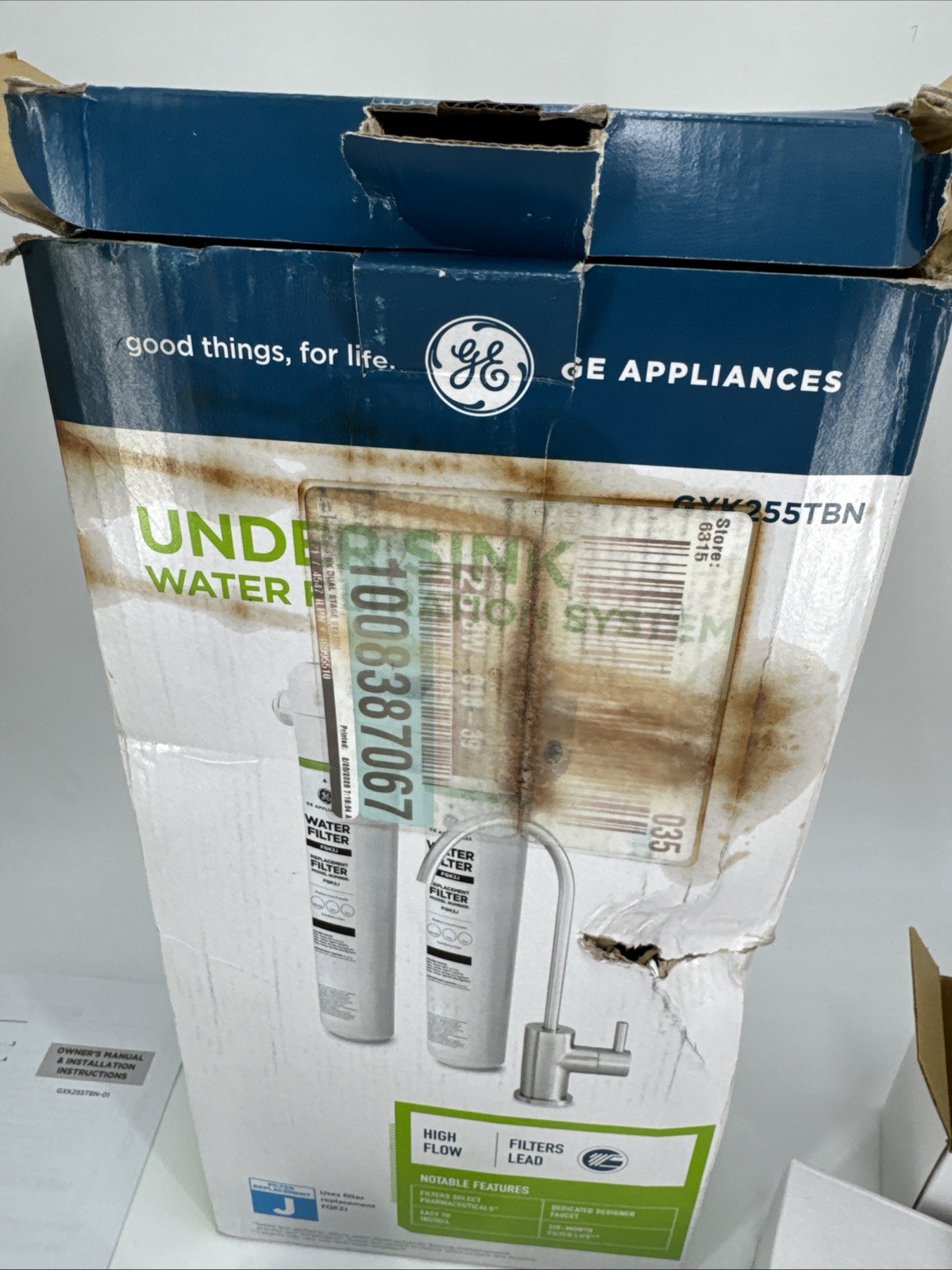 GE Under Sink Dual Stage Water Filtration System with Faucet GXK255TBN