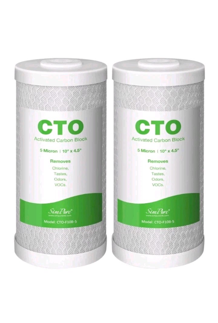SimPure Whole House Water Filter Cartridges 5 Micron 10″ x 4.5″ CTO-F10B-5 2-pk