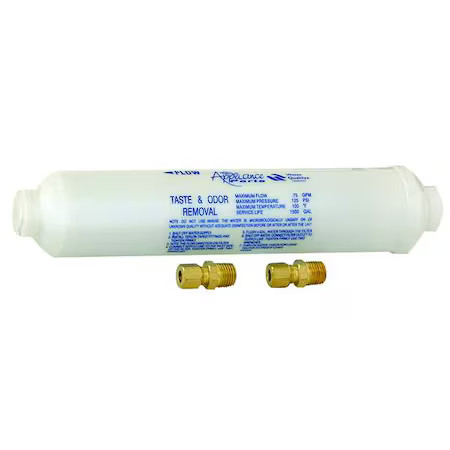 Inline Water Filter For Ice Makers, 1/4 In Connection, 5 Micron, 0.8 Gpm, 125