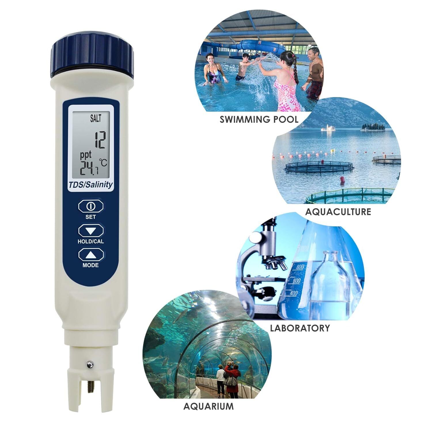 Pentype TDS/Salinity/Temperature Tester Water Quality Meter ATC Multiple…