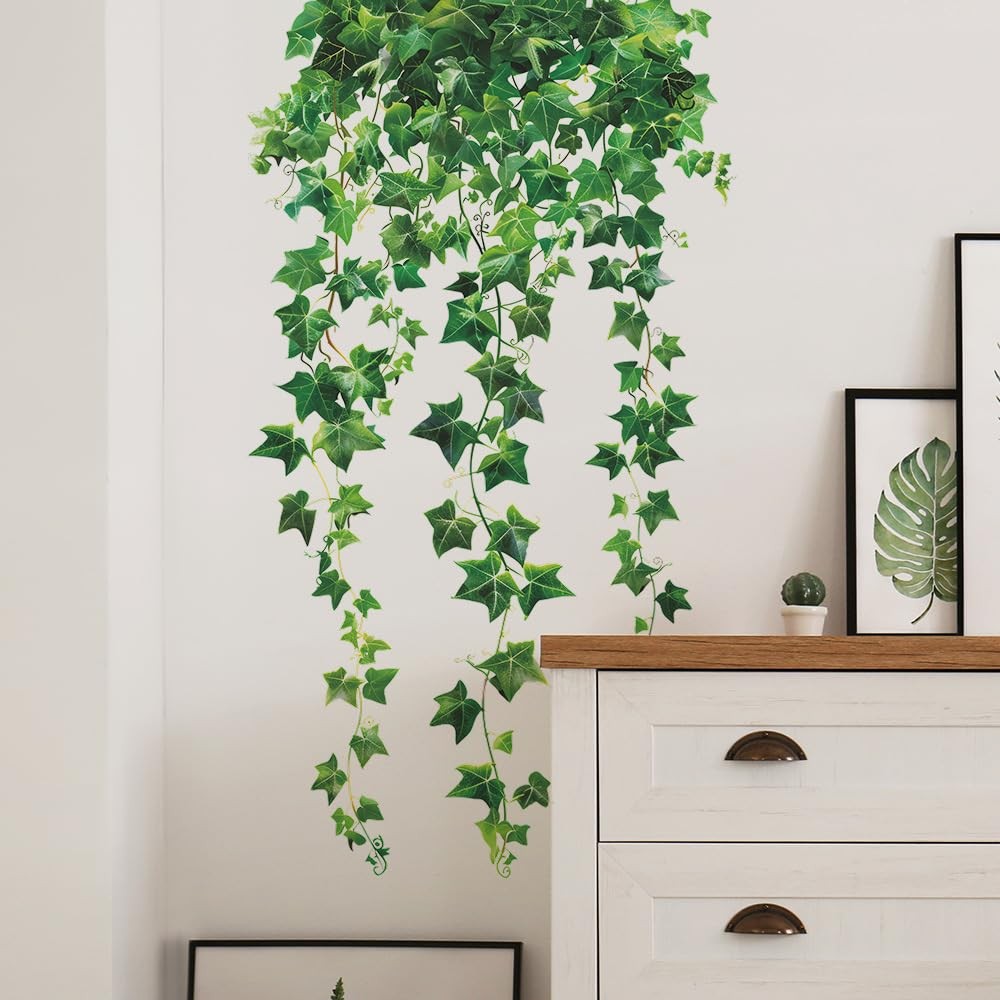 Ivy Leaf Wall Decal, Green Hanging Vines Wall Stickers,Removable Wall Decals,…