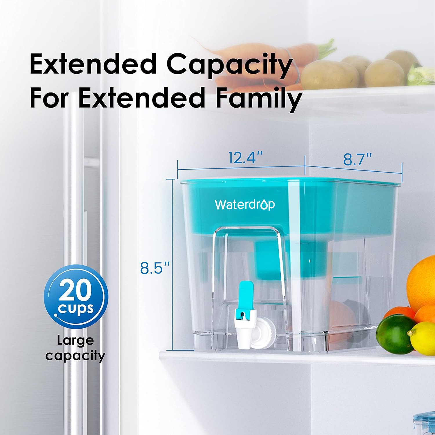 200-Gallon Long-Life 20-Cup Water Filter Dispenser with 1 Filter, 5X Times Lifet