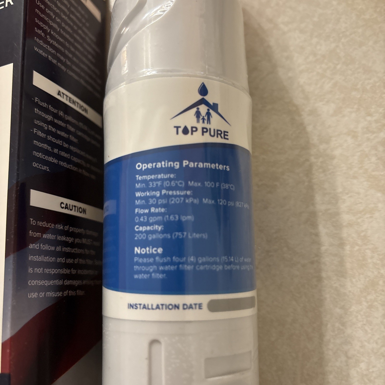 Top Pure Refrigerator Water Filter 200 Gallon Filter 2 Open Box Sealed Filter