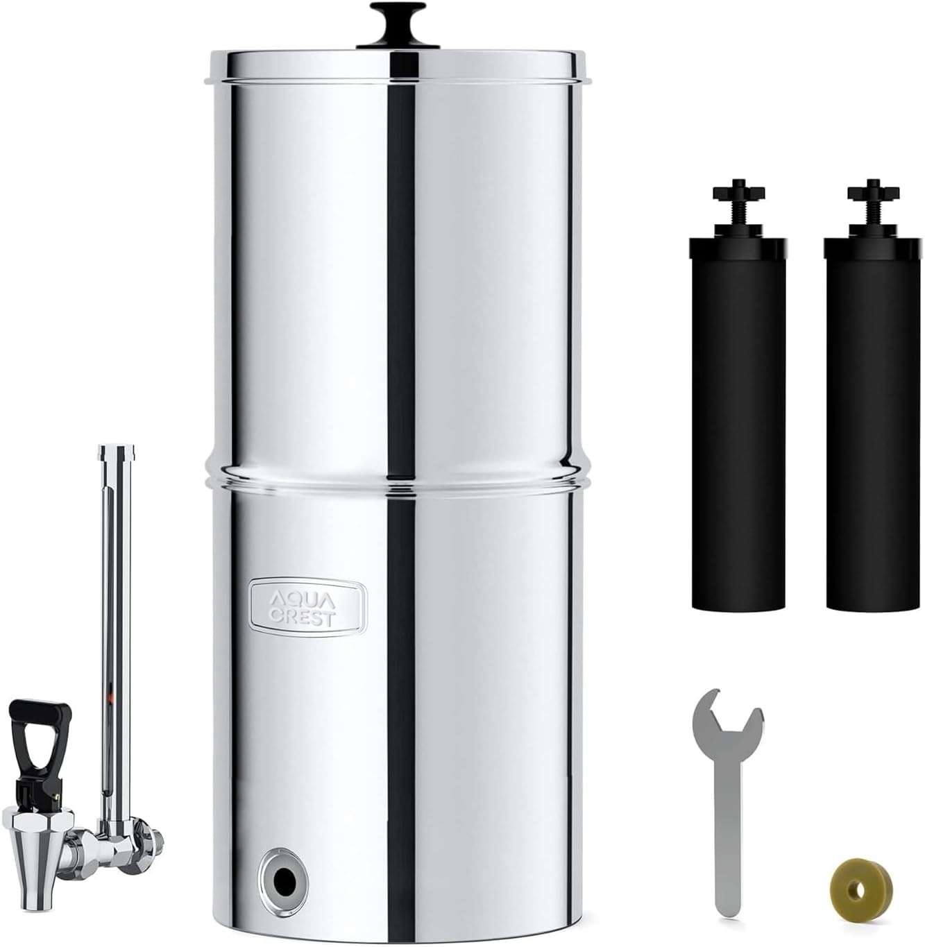AQUA CREST 2.25G Gravity-fed Water Filter System with Sight Glass Spigot（1+2）