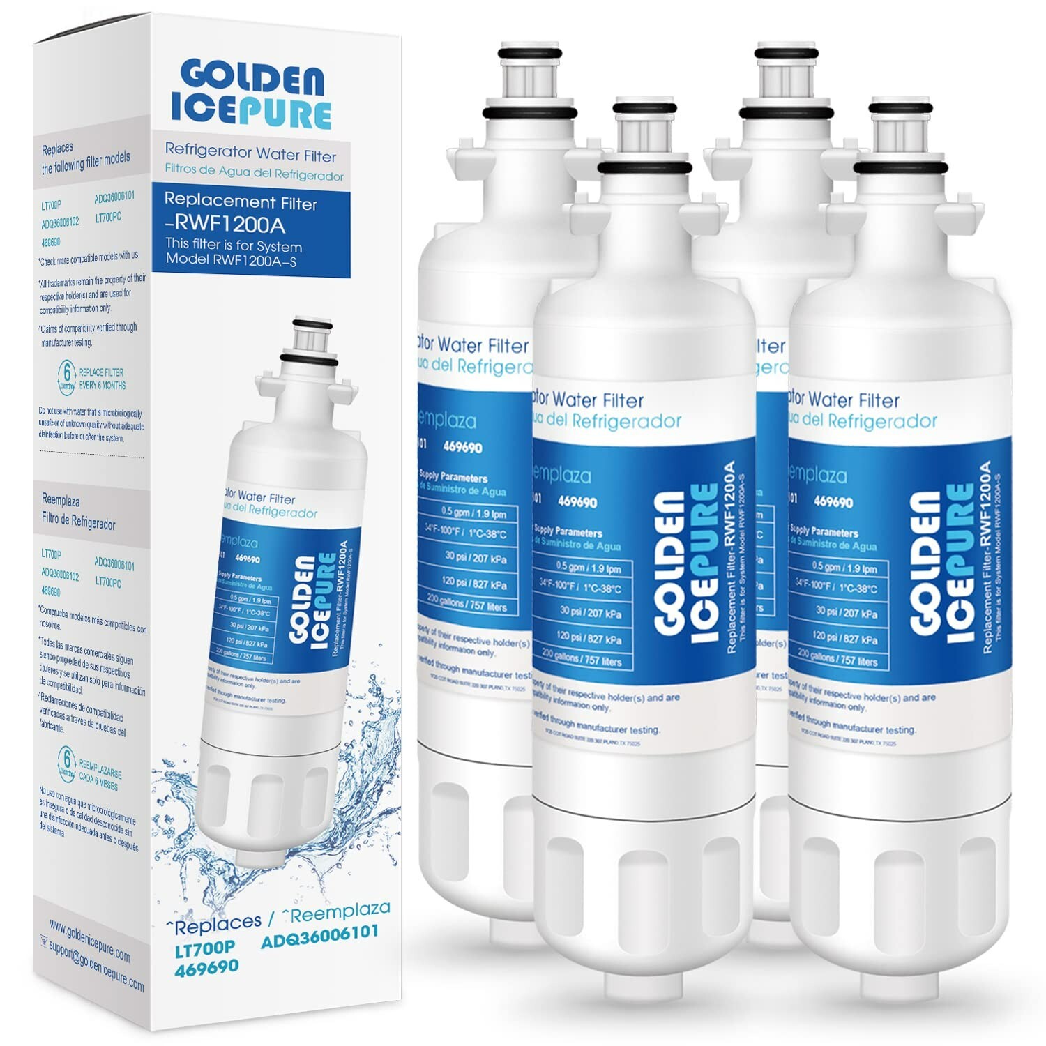 4 Pack Fit For Kenmore 795.72043.112 795.70333.410 LT700P Water Filter