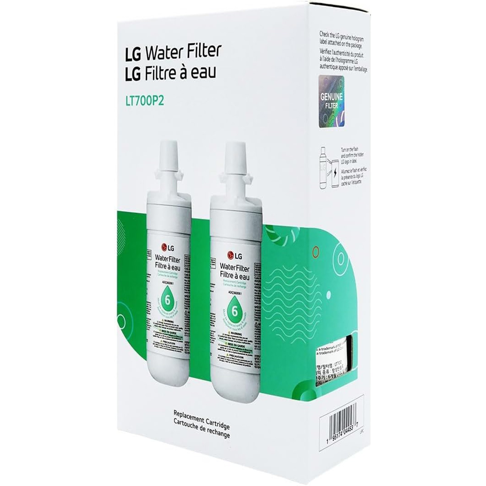 LG LT700P2 6-Month / 200 Gallon Refrigerator Replacement Water Filter – 2 Count