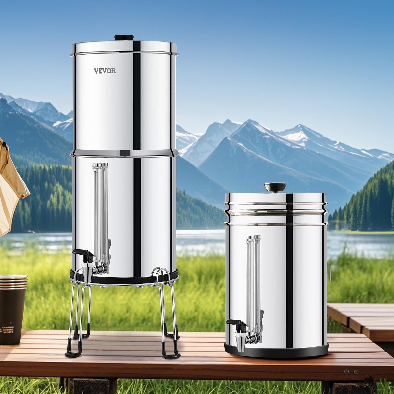 Gravity Water Filter System 2.25 Gallon Stainless Steel Countertop Filtration 2