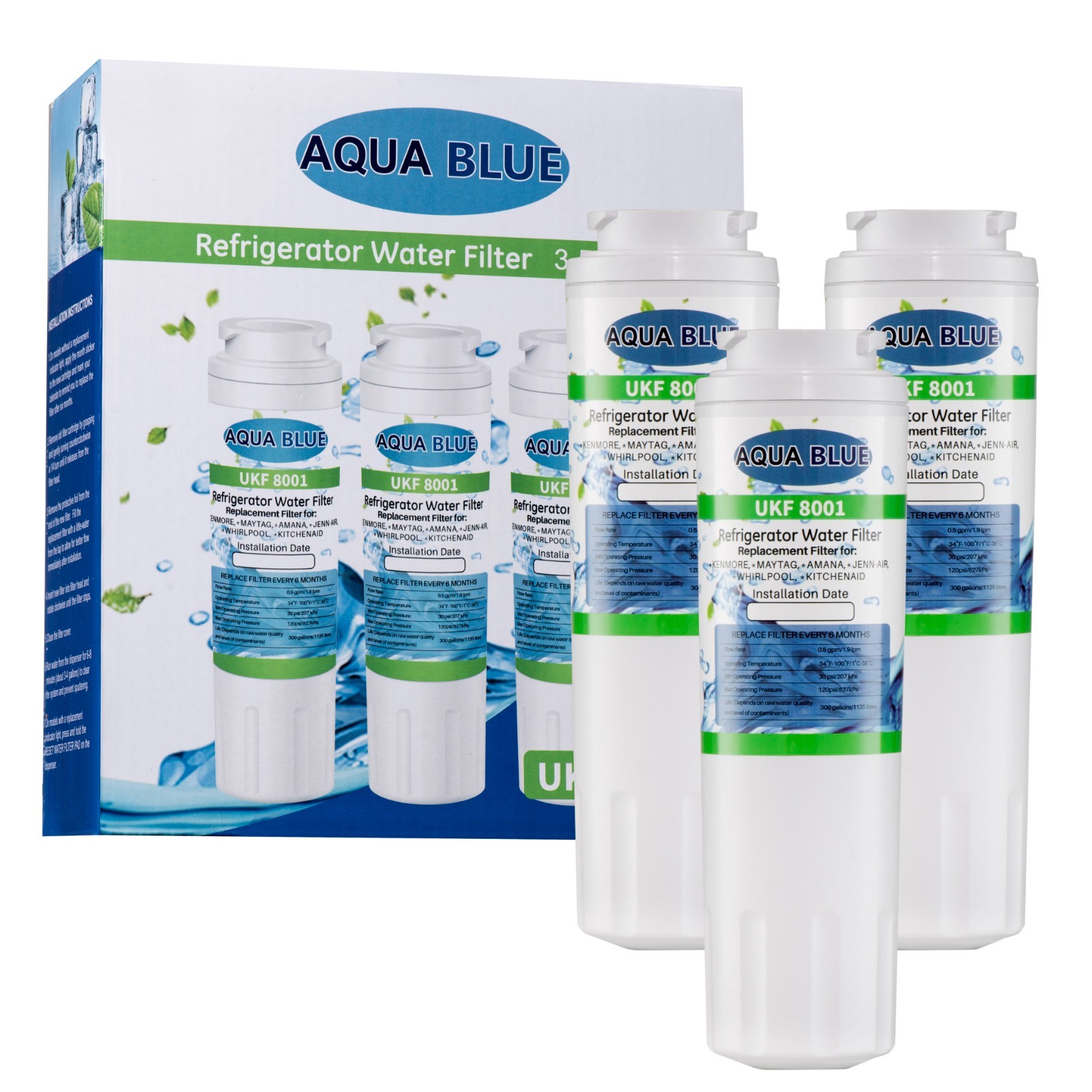 3 Pack Water Filter For Whirlpool WRX735SDHZ03 WRX735SDHZ02 WRX735SDHZ01