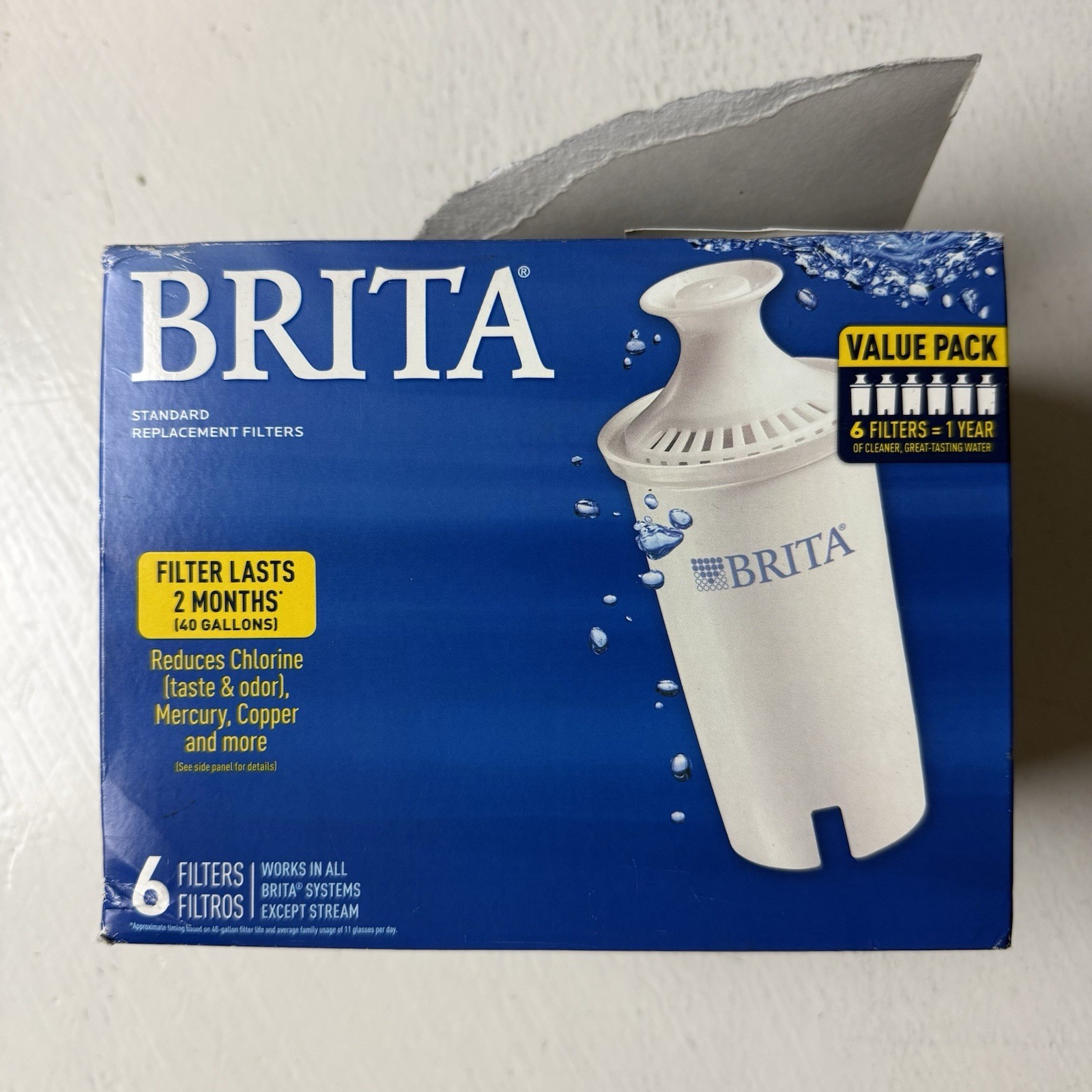 Brita Standard Water Filter Replacement Filters for Pitchers and Dispensers 6 PK