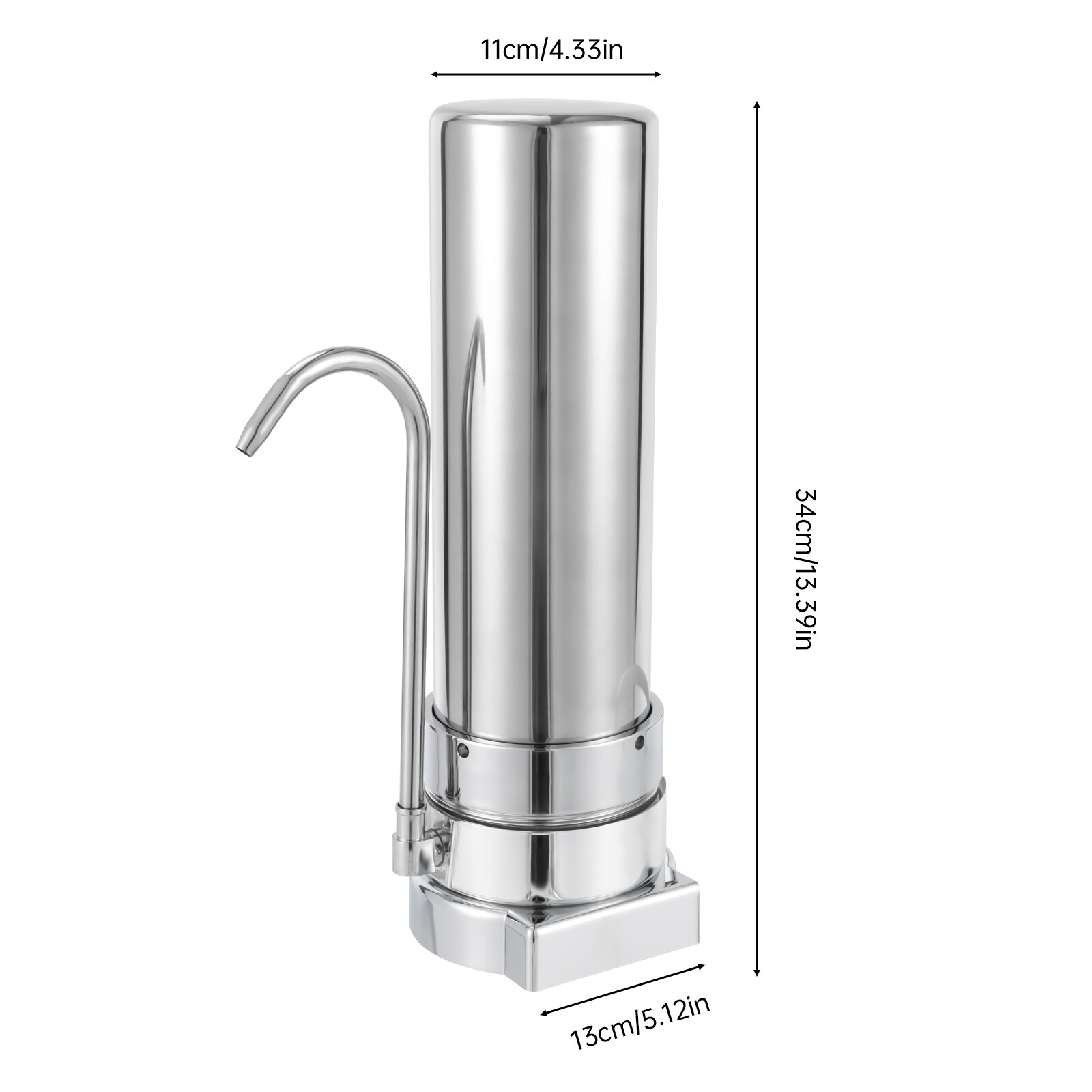 304 Stainless Steel Countertop Filter System for Tap Water Filtration Silver New