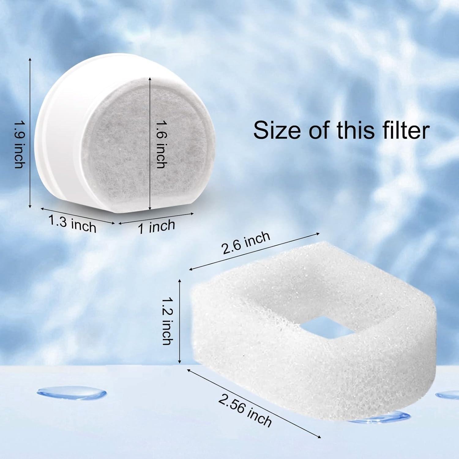 20pcs Carbon Charcoal Filter Dog Cat Water Fountain 10 Filters + 10 Sponges