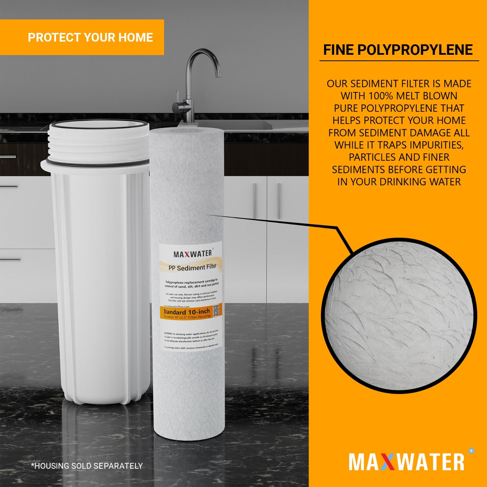 Max Water Whole House Water Filter Replacement Set Sediment, Iron Manganese, CTO