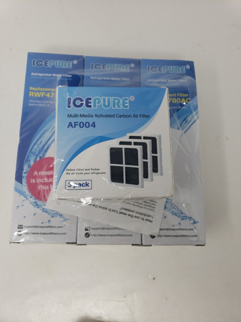3 ICEPURE RWF4700AC Replacement Filters And AF004 Air Filters