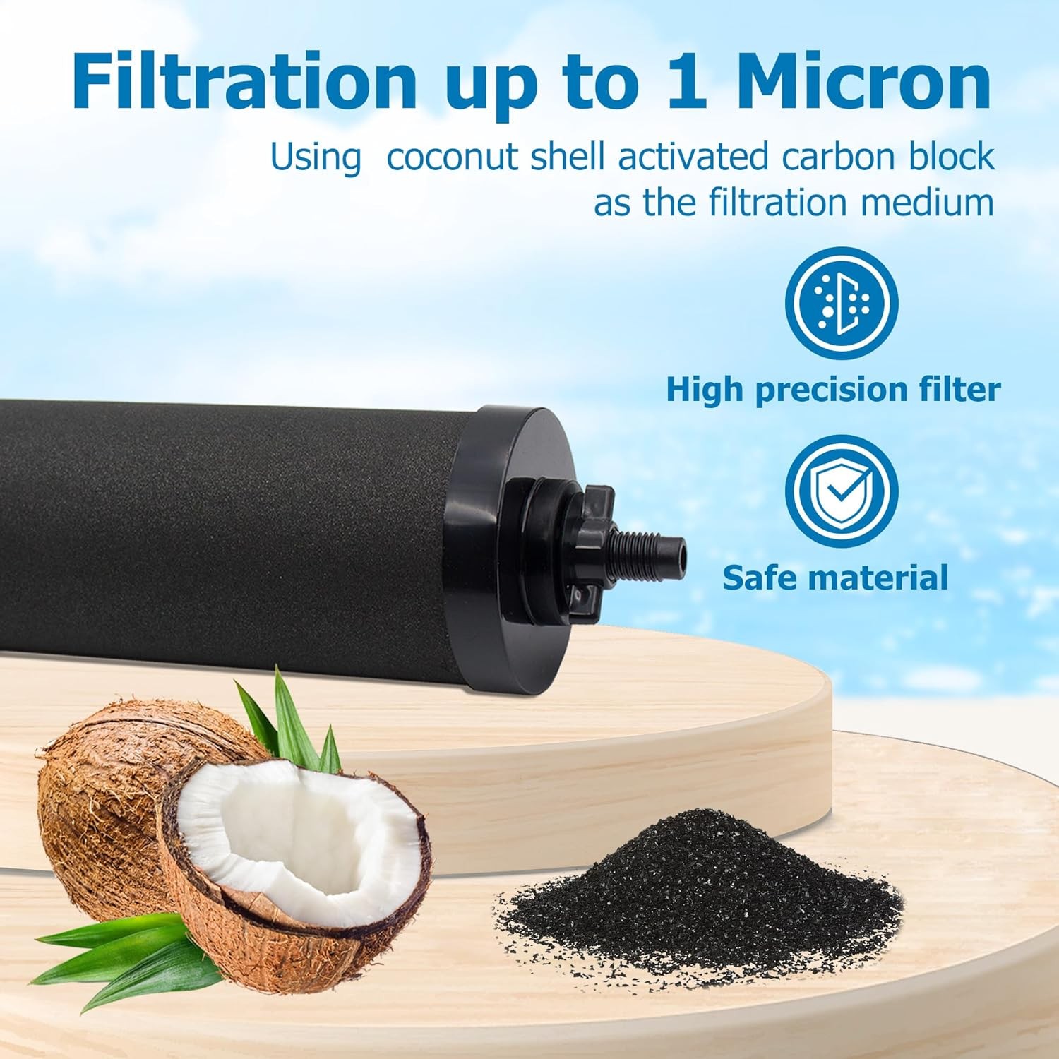 4Packs Water Filter Replacement for Berkey® BB9-2 Black Activated Carbon Filters