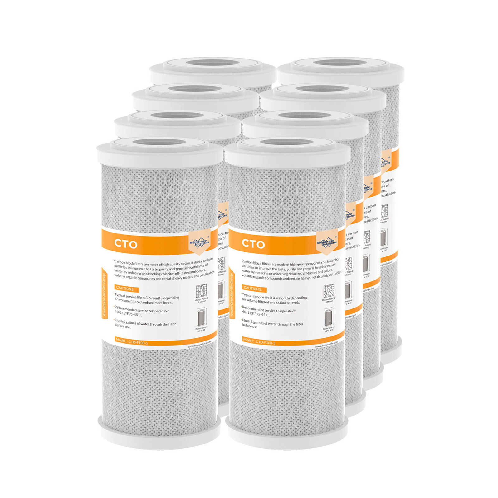 2-8 Pack 10″x4.5″ 5μm Carbon Block Water Filter Sediment Replacement Cartridges