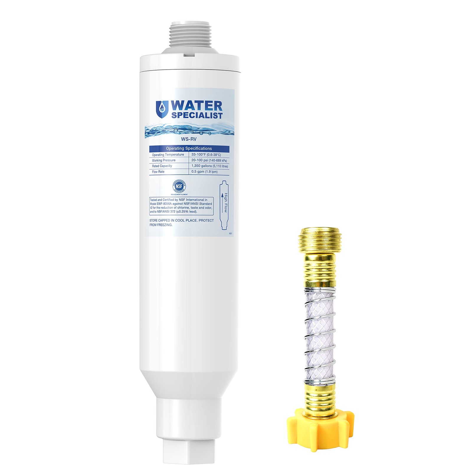 Waterspecialist RV Inline Water Filter, NSF 1 Count (Pack of 1), White