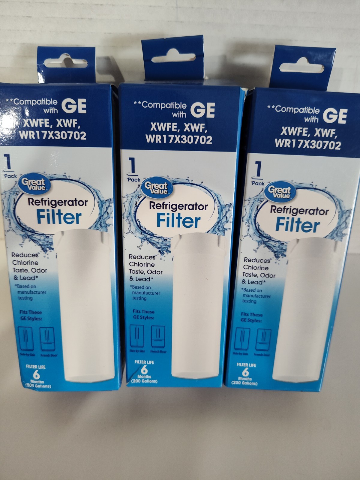 Great Value GE XWF, WR17X30702, Refrigerator Water Filter, 3 Filters