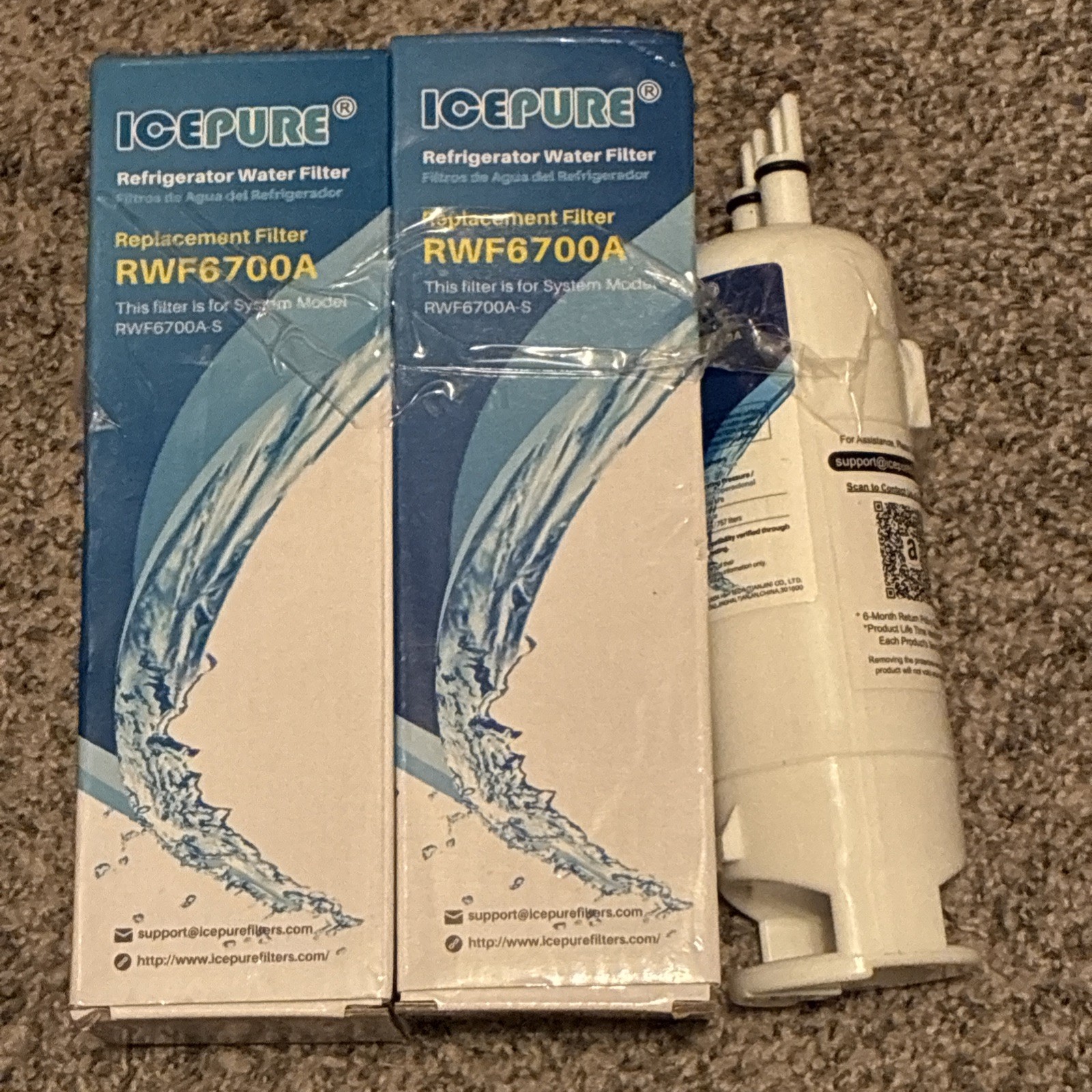 3x IcePure RWF6700A Water Filter for Multiple Refrigerators- White