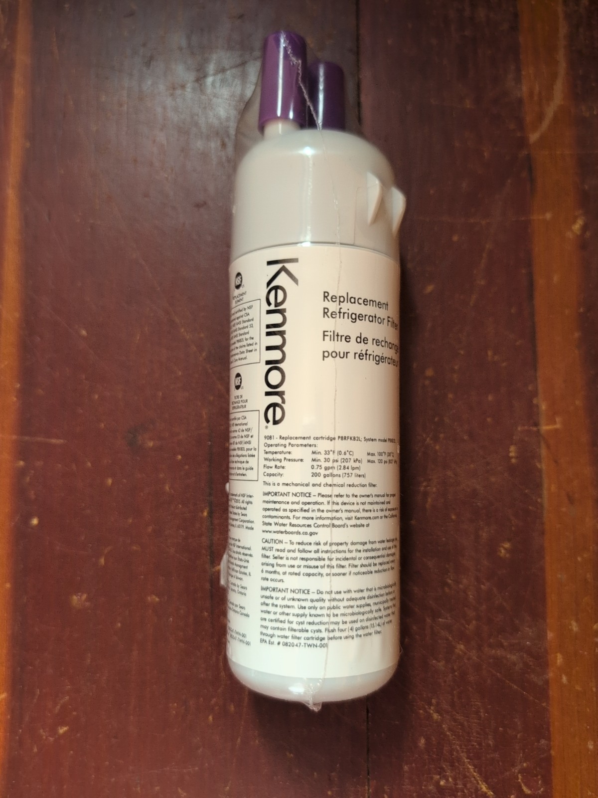Kenmore Replacement Refrigerator Water Filter 469081 Open Box Filter Sealed