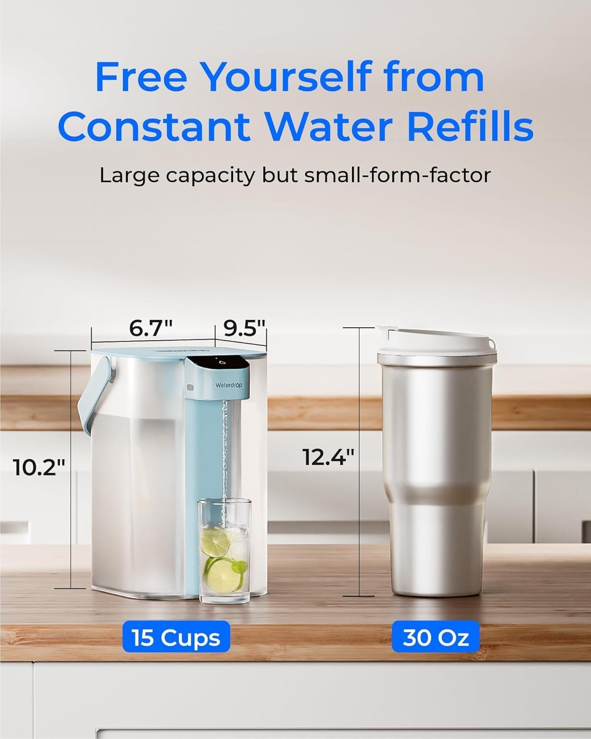 Waterdrop Electric Water Filter Pitcher, Reduce 99.6% of Lead and 45+ Impurities