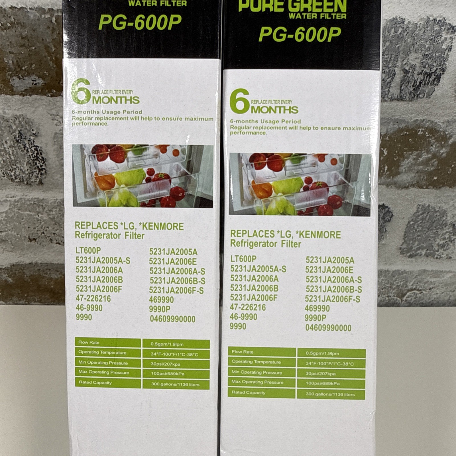 2- Pack Pure Green Water Filter PG-600P LG LT600P Compatible Kenmore More
