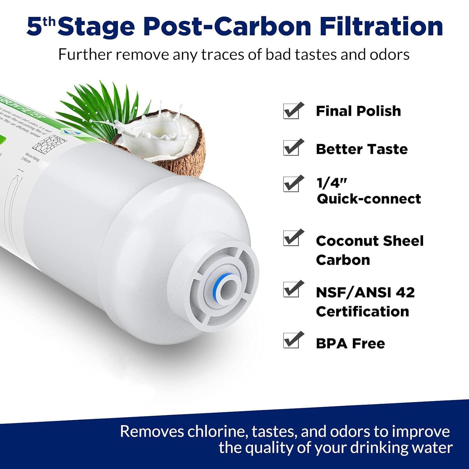 6-Stage 50/75/100/150 GPD Reverse Osmosis System pH Alkaline RO Water Filter Set