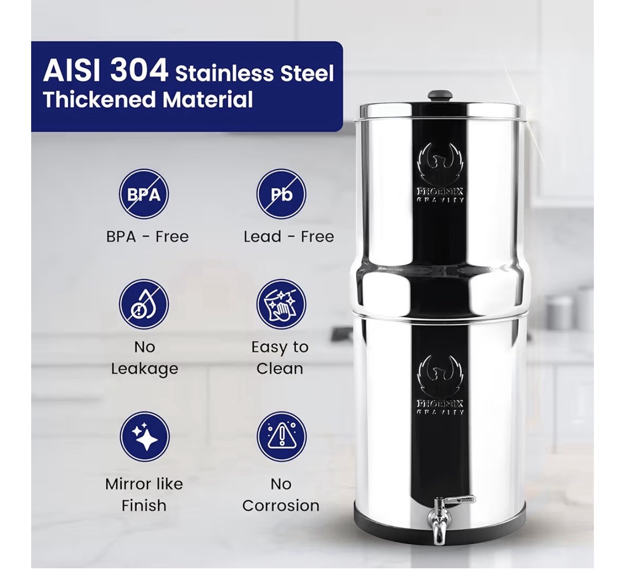 D304 2.25 G Gravity Water Filter System | Dual Carbon Filtration | NSF/ANSI 42 &