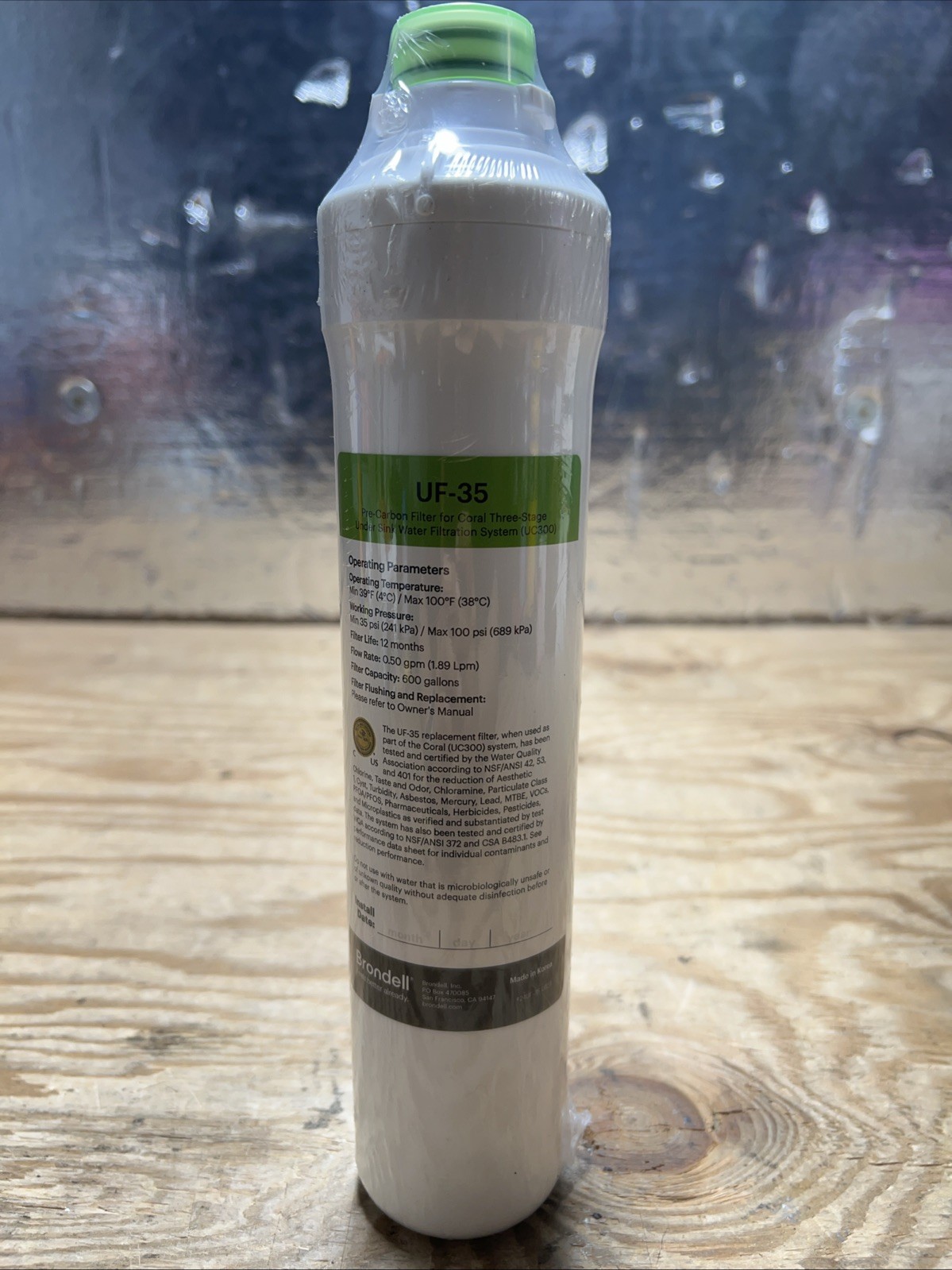 BRONDELL UF-35 CORAL CARBON BLOCK FILTER (GREEN) SEALED read