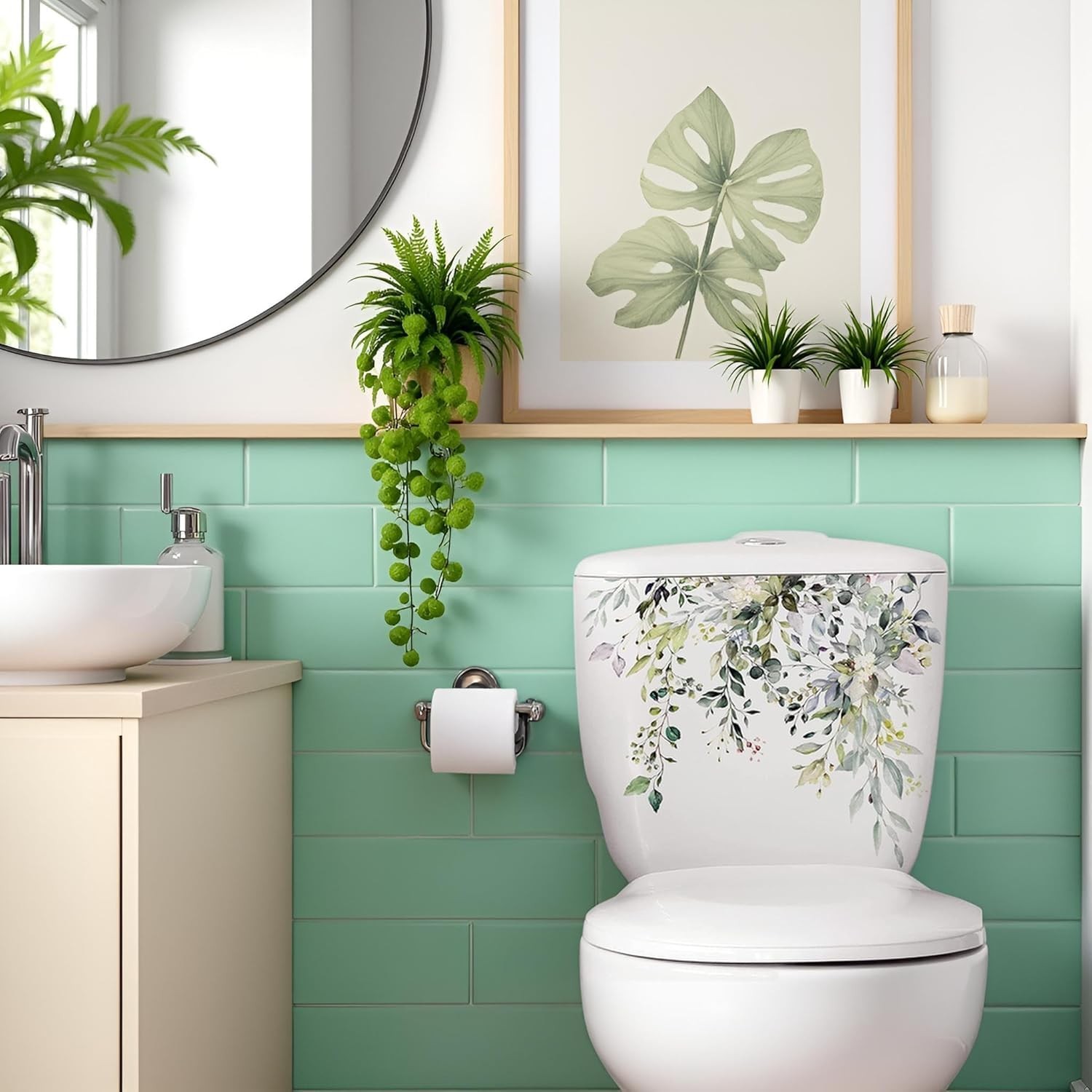 Green Plants Stickers -DIY Removable Waterproof Sticker-2 Sheets Leaves Flowe…