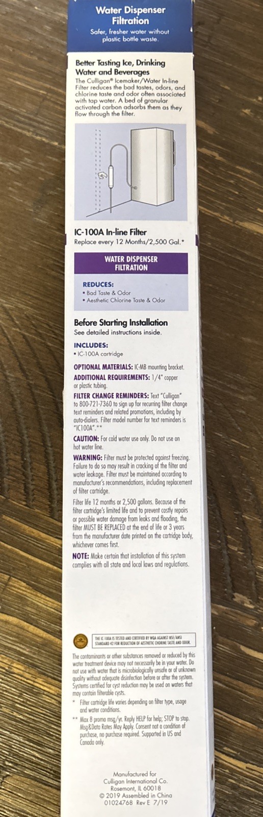 Culligan IC-100A Ice Maker Inline Filter – White,#6