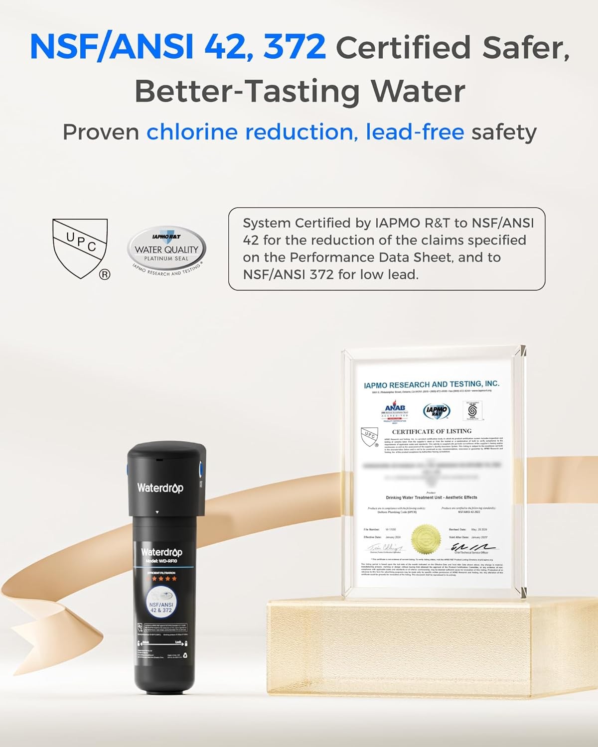 Waterdrop 10UB Under Sink Water Filter System, with Stainless Steel Faucet