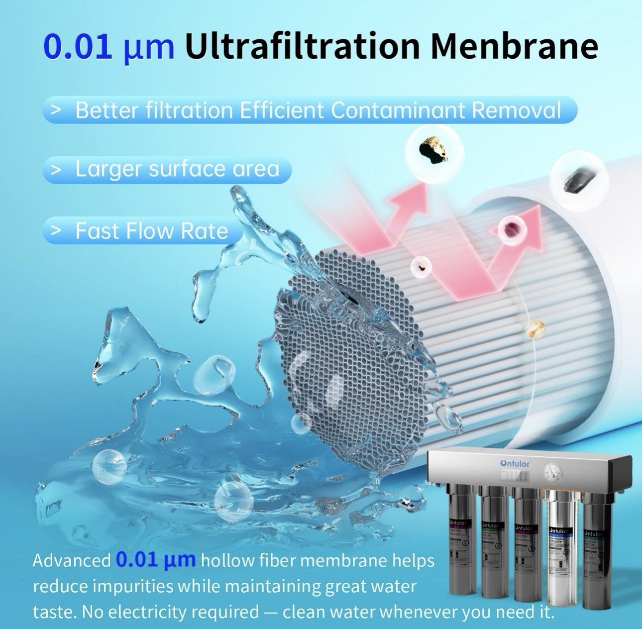 Ontulor S2OP-U1 Ultra Filtration Under Sink Water Filter System 5-Stage