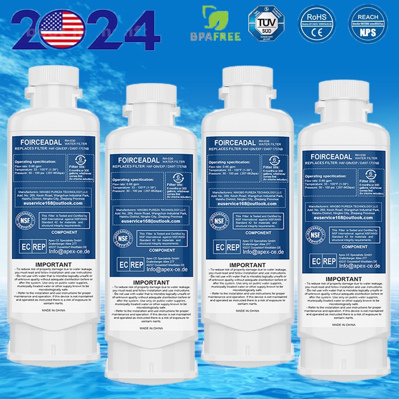 4Pcs for Samsung DA97-17376B HAF-QIN/EXP REFRIGERATOR Replace Water &Ice Filter