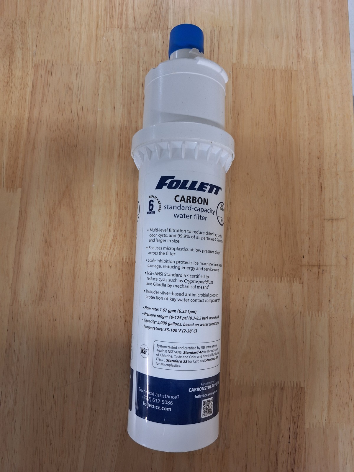 FOLLETT Carbon Water Filter 0.5 micron 1.67 gpm 5,000 gal FOLCARBONSTDCAPFILTER
