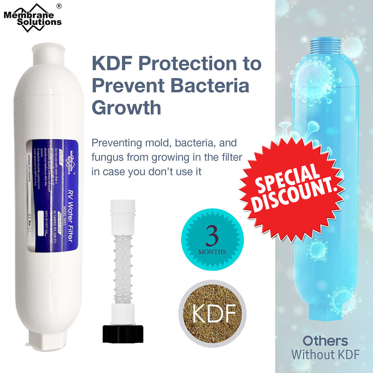 Camper Inline Water Filter System|Flexible Hose Protector,F Gardening Motorhome