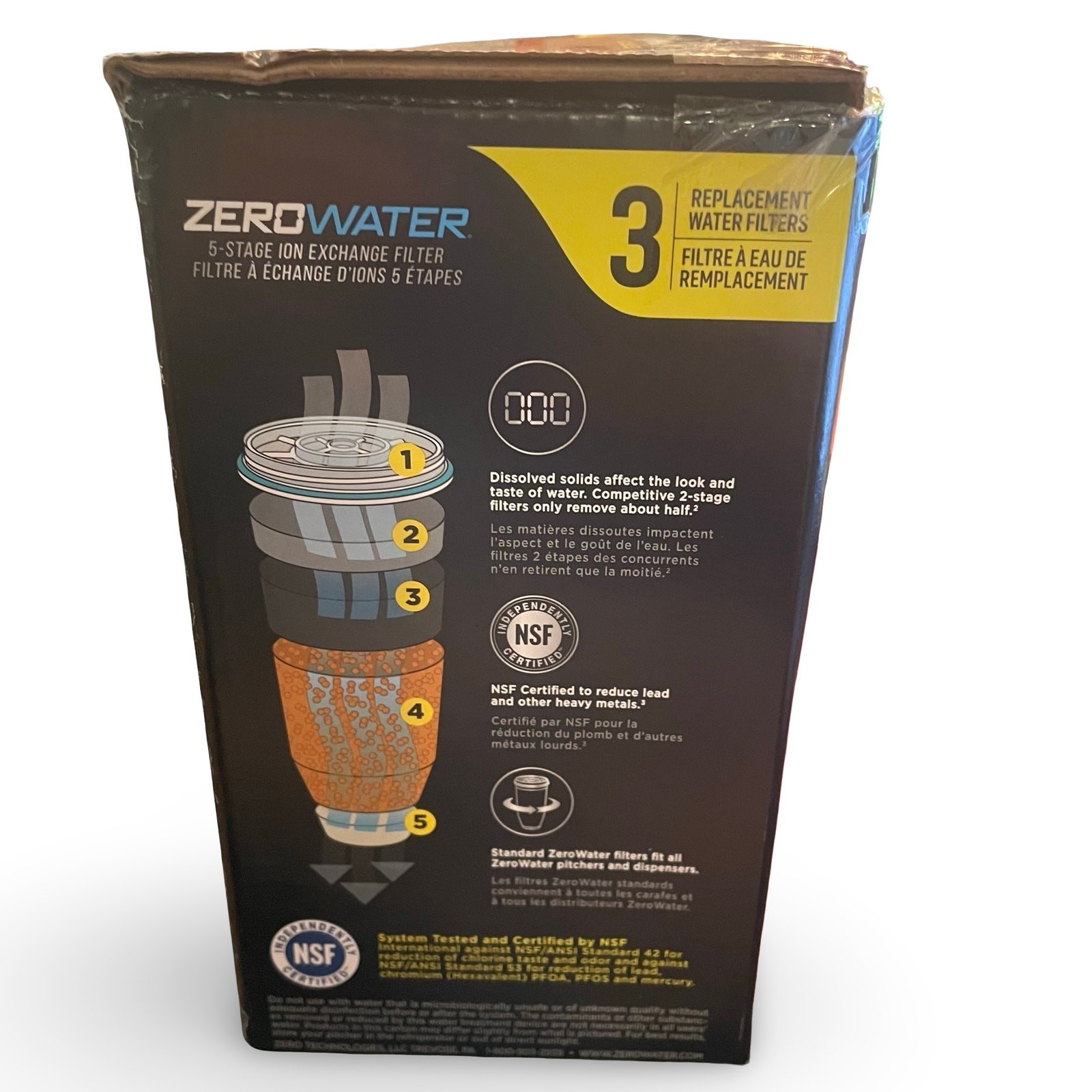 3 Pack Zero Water 5-Stage Replacement Filters IAPMO Certified 0 TDS ZR-003 New