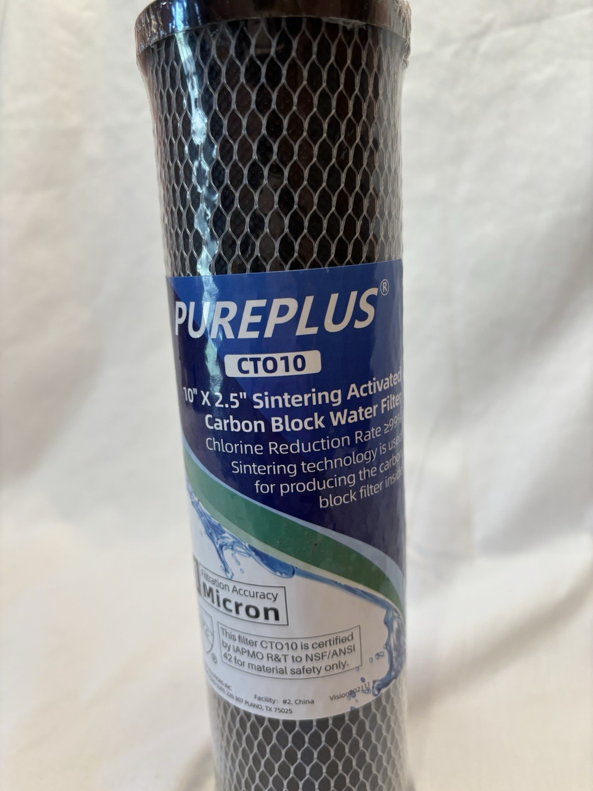 PurePlus CTO10 Filter 10″ x 2.5″ Sintering Activated Carbon Block Water Filter