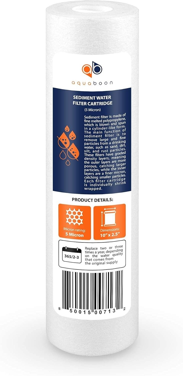 5 Micron Water Filter Cartridge Set of 3 – Removes Odors and Impurities