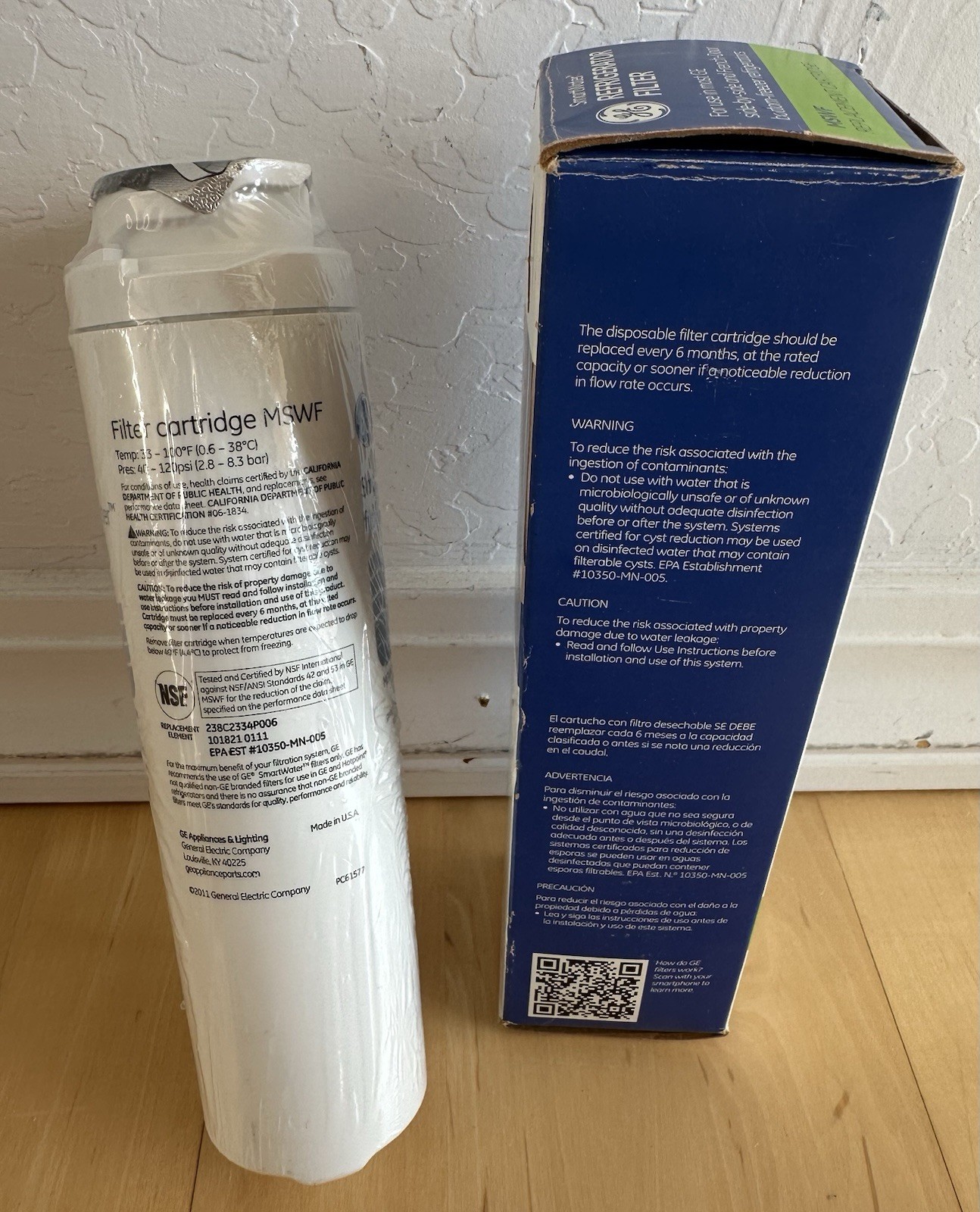 GE MSWF refrigerator water filter replacement SmartWater filter new
