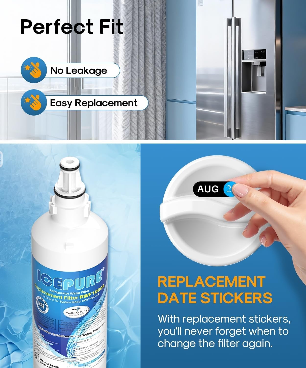 New 3 Pack-Icepure – RWF1000A – Refrigerator Water Filter – Replacement Filter