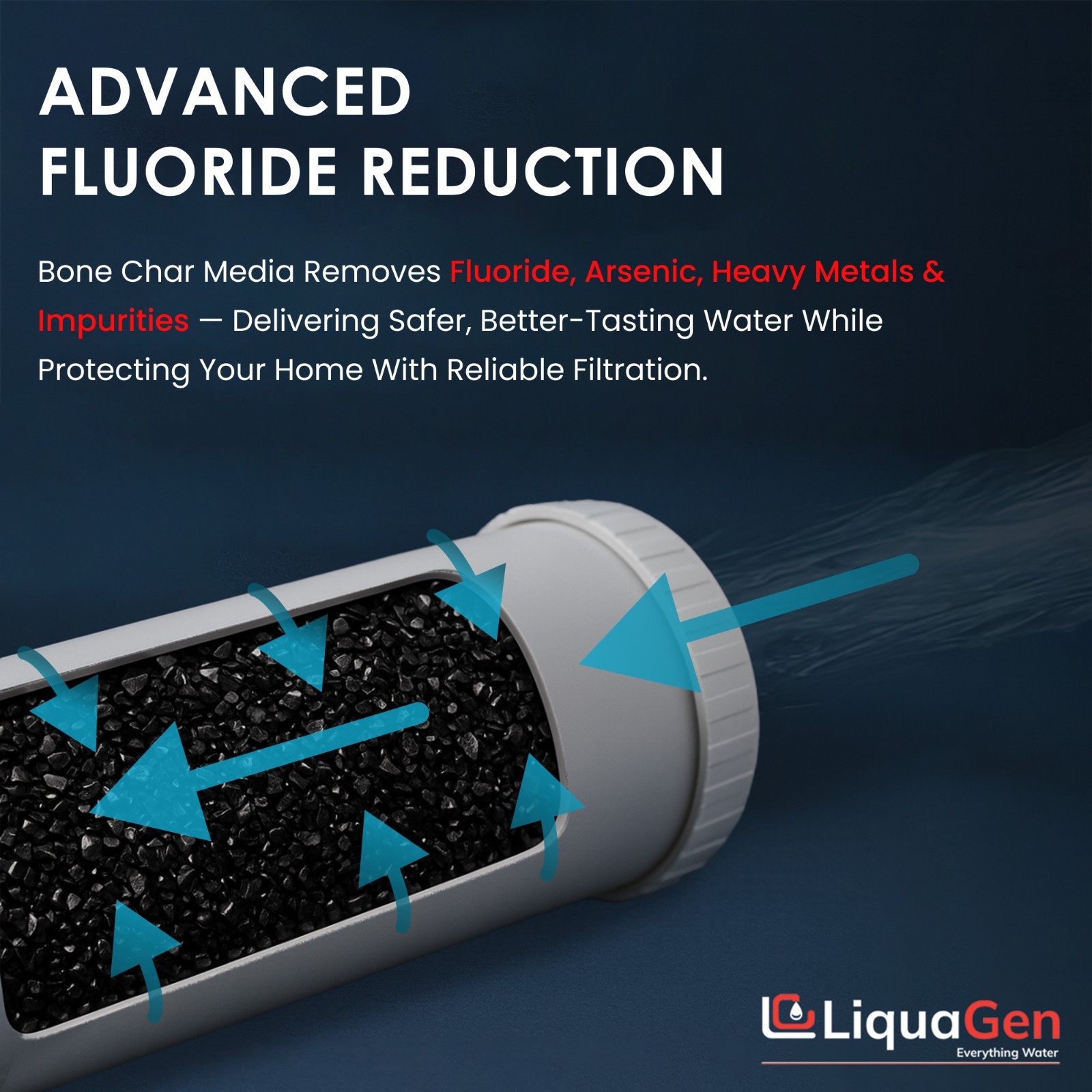 LiquaGen 4.5” x 10” Bone Char Filter Cartridge – Fluoride Reduction