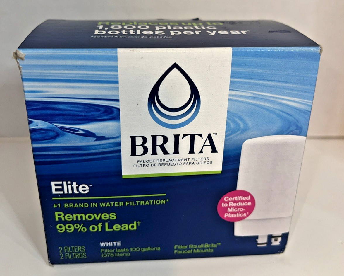 NEW BRITA Faucet Elite Chrome Replacement Filter 2-Pack Remove 99% of Lead