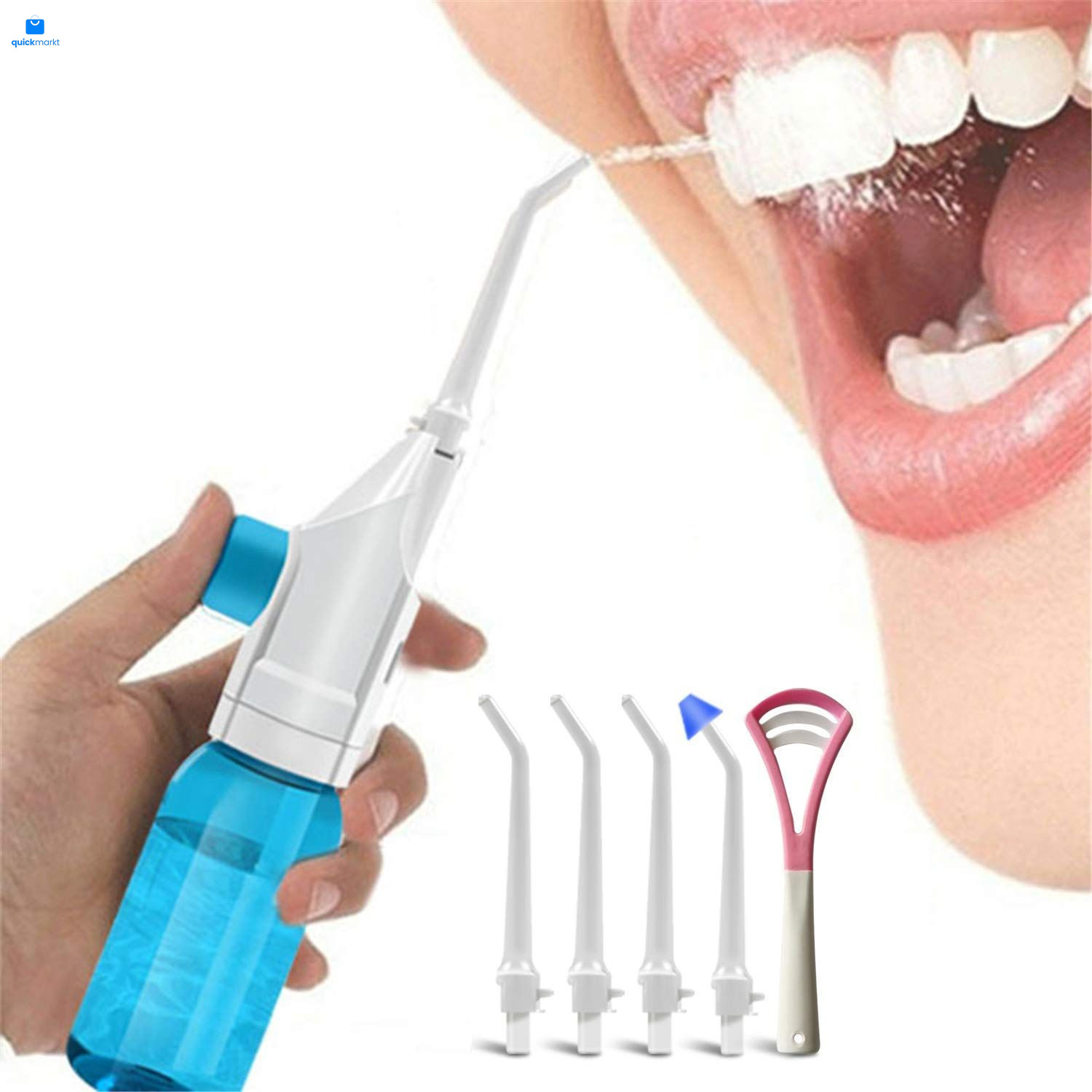 Portable Oral Irrigator Water 1 Count (Pack of 1), Nozzle and Tongue Scraper.