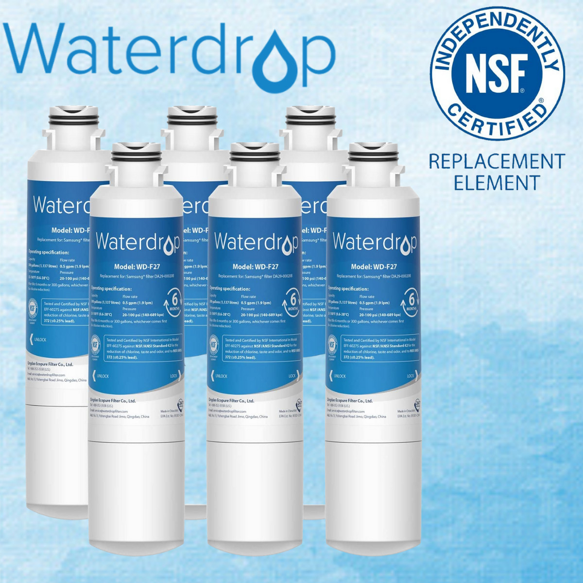 Waterdrop DA29-00020B Refrigerator Water Filter, Replacement for Samsung HAF-CIN