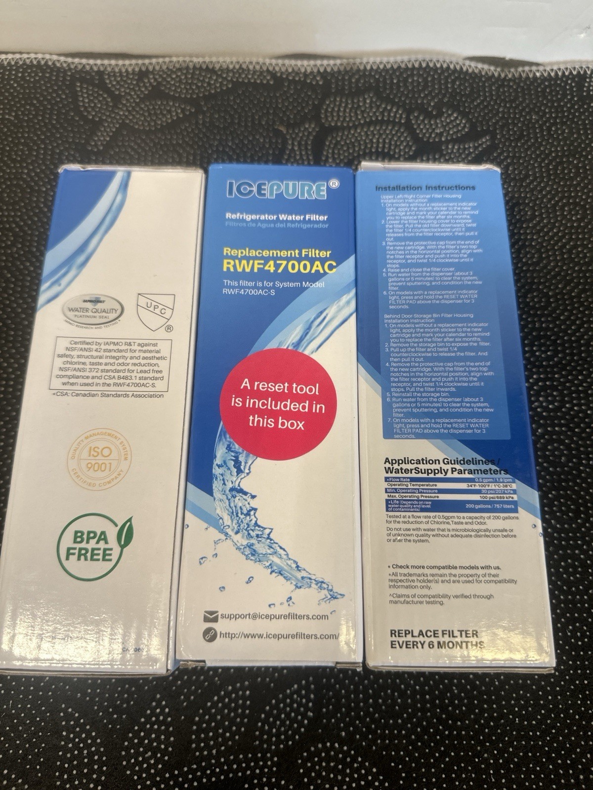 ICEPURE RWF4700AC Refrigerator Water Filter – Lot of 3 – Replacement for RWF4700