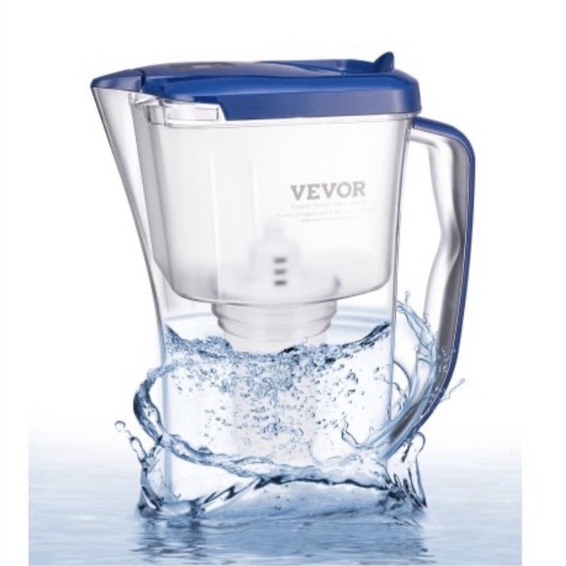 VEVOR 6216 Water Filter Pitcher, 5-Stage, Blue/White, ABS Plastic, New
