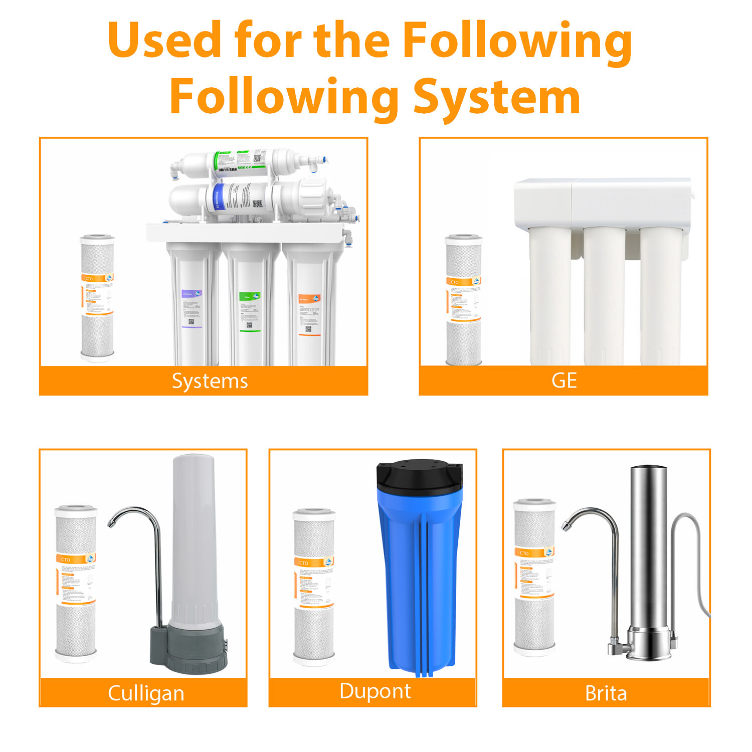 10″x4.5″/10″x2.5″ Carbon Block Water Filter Cartridges Fit Whole House RO System