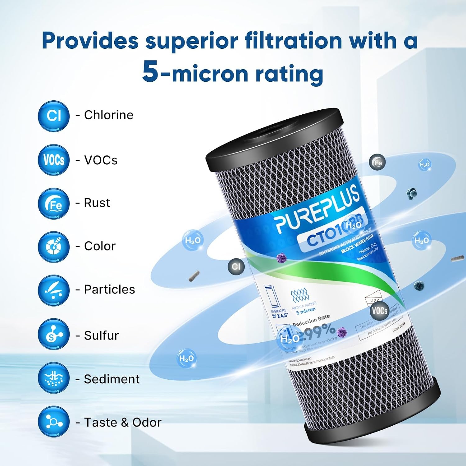 Coconut Shell Water Filter Cartridge Activated Carbon Block CTO Universal Whole