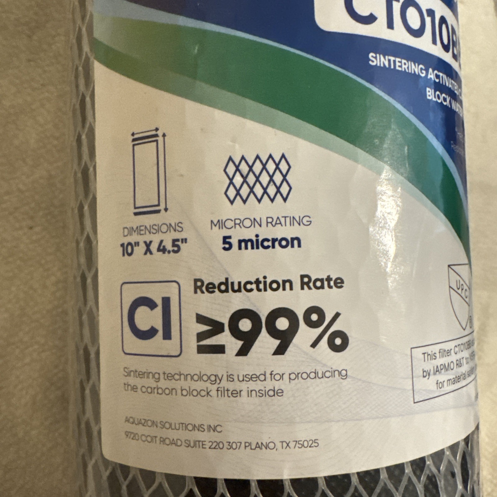 PUREPLUS CTO10BB Sintering Activated Carbon Block Water Filter HEAVY DUTY